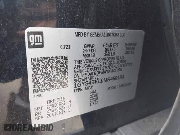 2021 Cadillac Escalade Premium Luxury with VIN 1GYS4BKL0MR459184, listed as a IAAI auction lot 42784168 with 99,340 mi miles and . Bid and sale history available at DreamBid. Image 9.