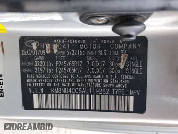 2010 Hyundai Veracruz Limited с VIN KM8NU4CC8AU119282, выставлен на аукционе Copart как лот 68301635 с пробегом 224 414 миль миль и На запчасти • Non repairable. История ставок и продаж доступна на DreamBid. Изображение 12.