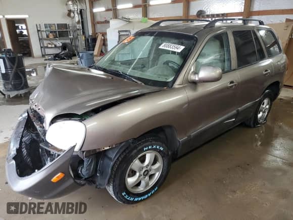 2005 Hyundai Santa Fe GLS z VIN KM8SC73D45U972784, wystawiony jako Copart lot #80883594 z przebiegiem Nie podano mil oraz Szkoda całkowita • Salvage title. Historia ofert i sprzedaży dostępna na DreamBid. Obrazek 1.