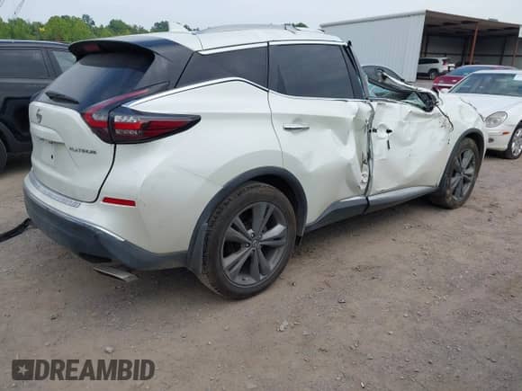 2021 Nissan Murano Platinum with VIN 5N1AZ2DJ9MC124874, listed as a IAAI auction lot 42416821 with 32,505 mi miles and . Bid and sale history available at DreamBid. Image 4.