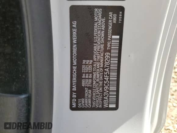 2015 BMW 4 Series 428i xDrive с VIN WBA3V9C54F5A78299, выставлен на аукционе Copart как лот 75993284 с пробегом Не указан миль и На запчасти • Non repairable. История ставок и продаж доступна на DreamBid. Изображение 12.