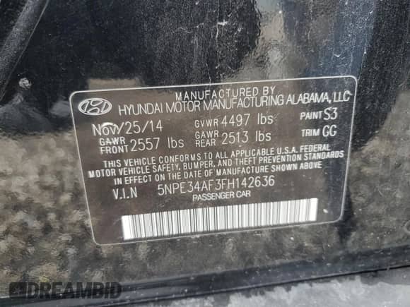 2015 Hyundai Sonata Limited z VIN 5NPE34AF3FH142636, wystawiony jako Copart lot #86062205 z przebiegiem 155 527 mil mil oraz Szkoda całkowita • Salvage title. Historia ofert i sprzedaży dostępna na DreamBid. Obrazek 12.