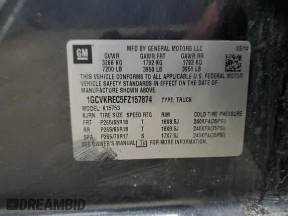 2015 Chevrolet Silverado 1500 LT with VIN 1GCVKREC5FZ157874, listed as a Copart auction lot 90839445 with 126,251 mi miles and Clean title. Bid and sale history available at DreamBid. Image 12.