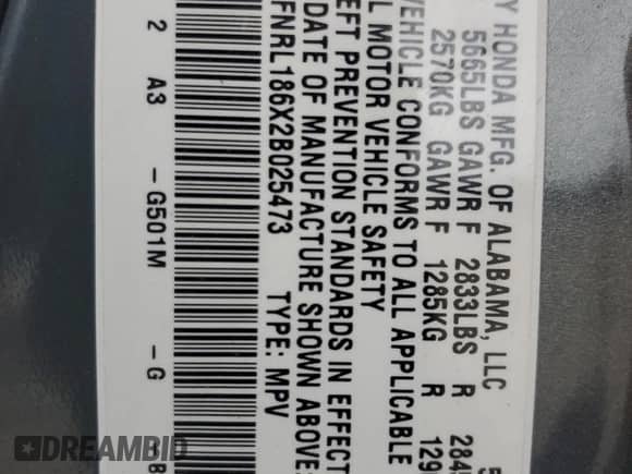 2002 Honda Odyssey EX с VIN 5FNRL186X2B025473, выставлен на аукционе Copart как лот 84551975 с пробегом 180 720 миль миль и Списание • Salvage title. История ставок и продаж доступна на DreamBid. Изображение 13.