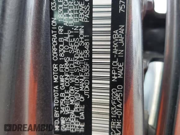 2015 Toyota Prius Two z VIN JTDKDTB35F1584811, wystawiony jako Copart lot #86602915 z przebiegiem 146 107 mil mil oraz Szkoda całkowita • Salvage title. Historia ofert i sprzedaży dostępna na DreamBid. Obrazek 12.