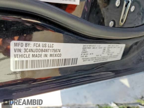 2022 Jeep Compass Trailhawk с VIN 3C4NJDDB4NT175674, выставлен на аукционе Copart как лот 84226745 с пробегом 84 923 миль миль и Списание • Salvage title. История ставок и продаж доступна на DreamBid. Изображение 13.