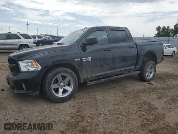 2018 Ram 1500 Express with VIN 3C6RR7KT1JG265852, listed as a Copart auction lot 61997125 with 81,376 mi miles and Salvage title. Bid and sale history available at DreamBid. Image 1.