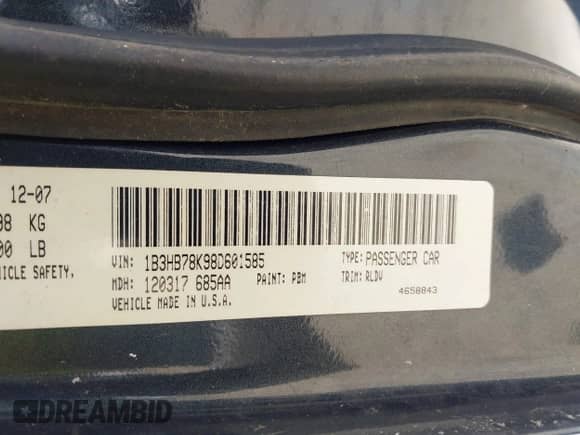 2008 Dodge Caliber R/T with VIN 1B3HB78K98D601585, listed as a IAAI auction lot 42660679 with 198,871 mi miles and . Bid and sale history available at DreamBid. Image 9.