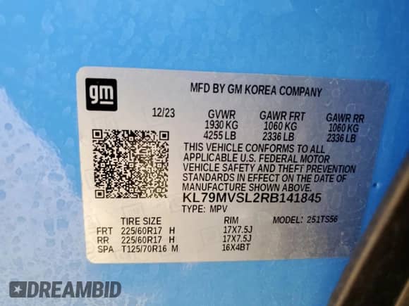 2024 Chevrolet TrailBlazer ACTIV z VIN KL79MVSL2RB141845, wystawiony jako Copart lot #67560085 z przebiegiem 8 779 mil mil oraz Czysty tytuł • Clean title. Historia ofert i sprzedaży dostępna na DreamBid. Obrazek 13.