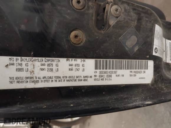 2004 Dodge Neon SRT-4 z VIN 1B3ES66S14D591967, wystawiony jako IAAI lot #42796437 z przebiegiem 155 834 mil mil oraz . Historia ofert i sprzedaży dostępna na DreamBid. Obrazek 9.