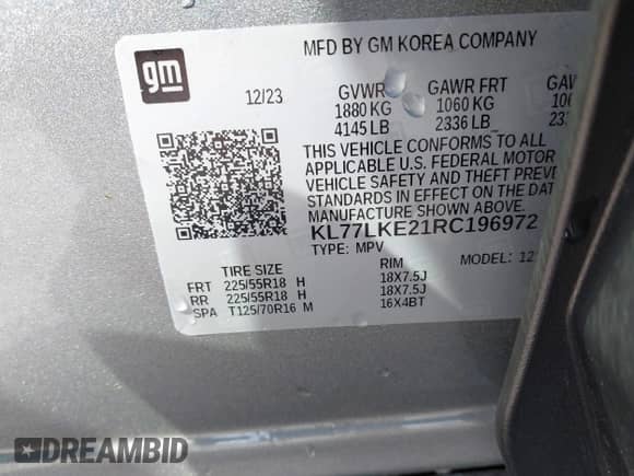 2024 Chevrolet Trax ACTIV z VIN KL77LKE21RC196972, wystawiony jako IAAI lot #43302661 z przebiegiem 17 280 mil mil oraz . Historia ofert i sprzedaży dostępna na DreamBid. Obrazek 9.