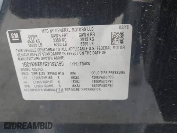2016 Chevrolet Silverado 2500HD LTZ z VIN 1GC1KWE81GF192150, wystawiony jako IAAI lot #43063029 z przebiegiem 187 523 mil mil oraz . Historia ofert i sprzedaży dostępna na DreamBid. Obrazek 9.
