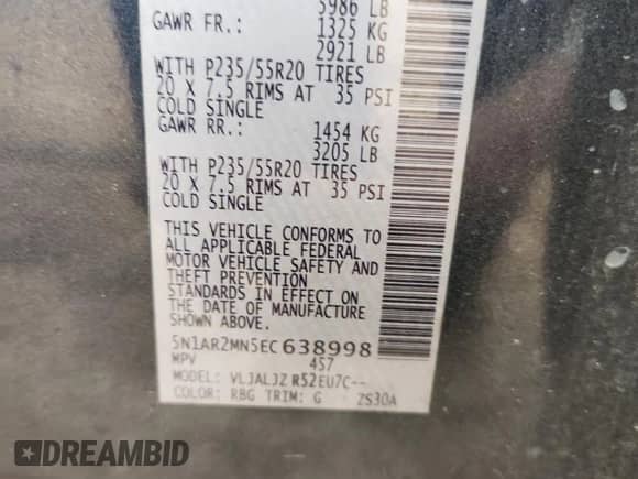 2014 Nissan Pathfinder SL z VIN 5N1AR2MN5EC638998, wystawiony jako Copart lot #85684815 z przebiegiem 213 540 mil mil oraz Szkoda całkowita • Salvage title. Historia ofert i sprzedaży dostępna na DreamBid. Obrazek 13.