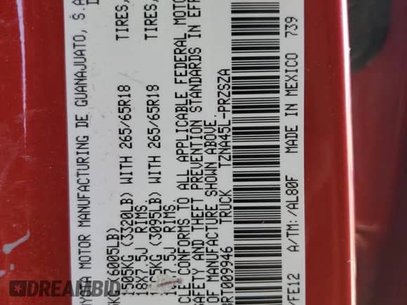 2024 Toyota Tacoma SR5 с VIN 3TYLB5JN8RT009946, выставлен на аукционе Copart как лот 80846895 с пробегом 17 752 миль миль и Списание • Salvage title. История ставок и продаж доступна на DreamBid. Изображение 12.