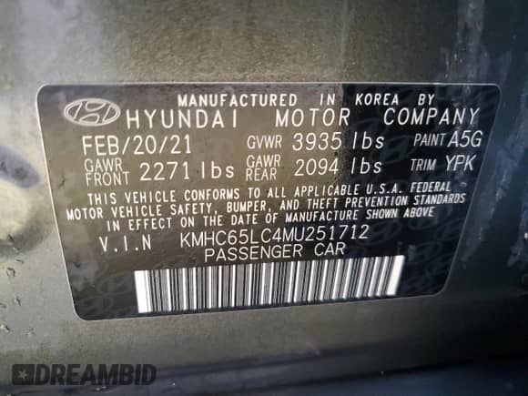 2021 Hyundai Ioniq Blue with VIN KMHC65LC4MU251712, listed as a Copart auction lot 61062435 with 148,518 mi miles and Clean title. Bid and sale history available at DreamBid. Image 12.