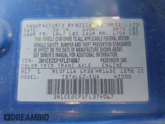 2015 Nissan Note S Plus с VIN 3N1CE2CP1FL374067, выставлен на аукционе IAAI как лот 41587312 с пробегом 140 797 миль миль и . История ставок и продаж доступна на DreamBid. Изображение 9.
