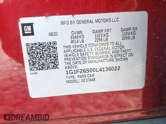 2020 Chevrolet Bolt EV Premier с VIN 1G1FZ6S00L4136022, выставлен на аукционе Copart как лот 69585415 с пробегом 92 254 миль миль и Списание • Salvage title. История ставок и продаж доступна на DreamBid. Изображение 12.