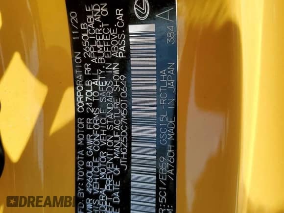 2021 Lexus RC 350 F Sport с VIN JTHGZ5DC7M5010649, выставлен на аукционе Copart как лот 69092165 с пробегом 19 954 миль миль и Списание • Salvage title. История ставок и продаж доступна на DreamBid. Изображение 13.