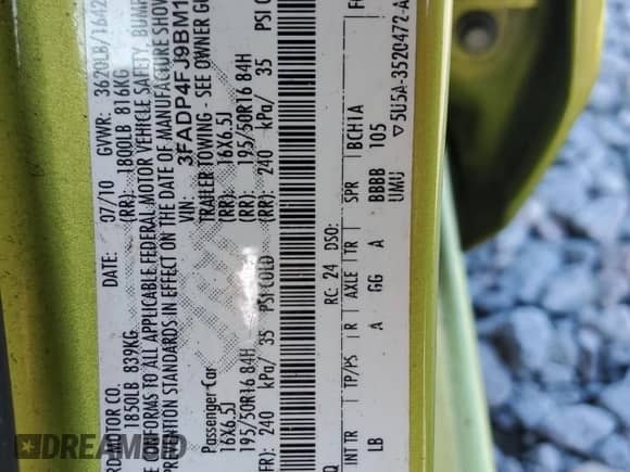 2011 Ford Fiesta SES with VIN 3FADP4FJ9BM113486, listed as a Copart auction lot 84600305 with 96,780 mi miles and Salvage title. Bid and sale history available at DreamBid. Image 13.