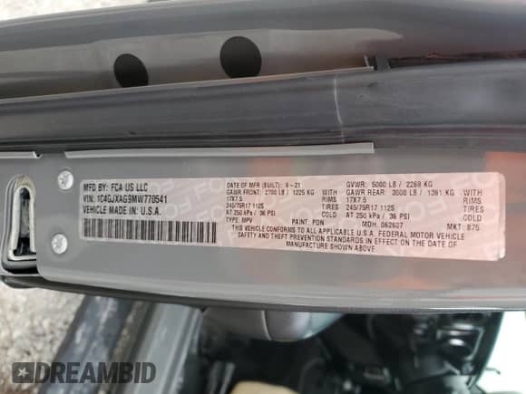 2021 Jeep Wrangler Sport с VIN 1C4GJXAG9MW770541, выставлен на аукционе Copart как лот 86194214 с пробегом 21 625 миль миль и Списание • Salvage title. История ставок и продаж доступна на DreamBid. Изображение 14.