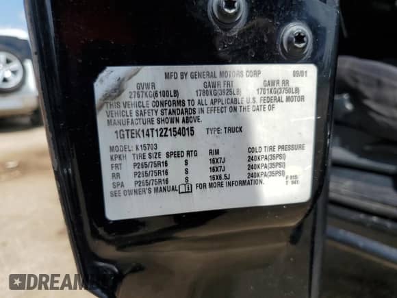 2002 GMC Sierra 1500 SLE с VIN 1GTEK14T12Z154015, выставлен на аукционе Copart как лот 68184695 с пробегом 119 955 миль миль и Списание • Salvage title. История ставок и продаж доступна на DreamBid. Изображение 12.