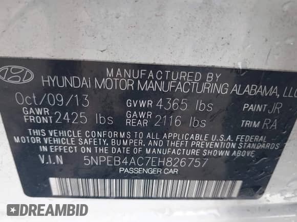 2014 Hyundai Sonata GLS z VIN 5NPEB4AC7EH826757, wystawiony jako IAAI lot #42351452 z przebiegiem 47 300 mil mil oraz . Historia ofert i sprzedaży dostępna na DreamBid. Obrazek 9.