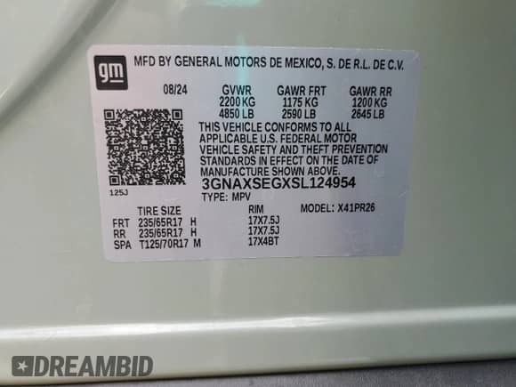 2025 Chevrolet Equinox AWD ACTIV z VIN 3GNAXSEGXSL124954, wystawiony jako Copart lot #81660655 z przebiegiem 4 985 mil mil oraz Szkoda całkowita • Salvage title. Historia ofert i sprzedaży dostępna na DreamBid. Obrazek 13.