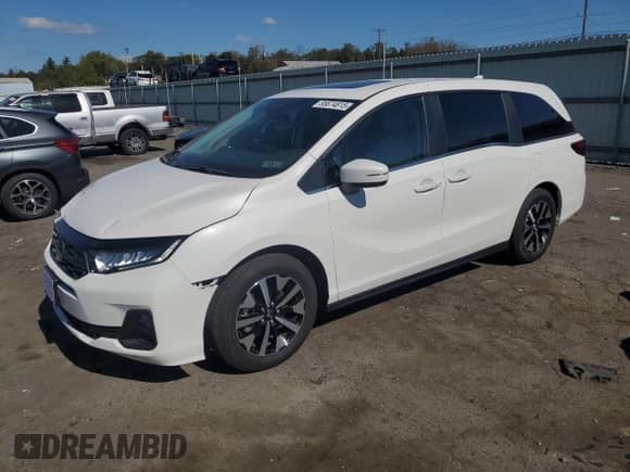 2025 Honda Odyssey EX-L с VIN 5FNRL6H66SB049380, выставлен на аукционе Copart как лот 85674815 с пробегом 4 831 миль миль и Списание • Salvage title. История ставок и продаж доступна на DreamBid. Изображение 1.