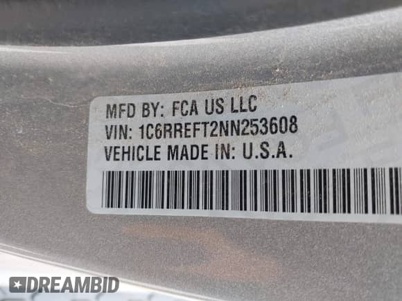 2022 Ram 1500 Big Horn z VIN 1C6RREFT2NN253608, wystawiony jako IAAI lot #42020587 z przebiegiem 44 509 mil mil oraz . Historia ofert i sprzedaży dostępna na DreamBid. Obrazek 9.