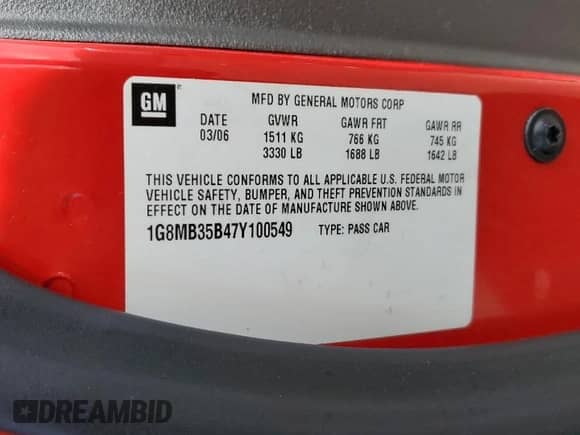2007 Saturn Sky с VIN 1G8MB35B47Y100549, выставлен на аукционе Copart как лот 68040564 с пробегом 131 085 миль миль и Списание • Salvage title. История ставок и продаж доступна на DreamBid. Изображение 14.