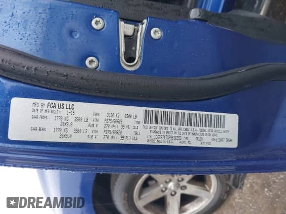 2015 Ram 1500 Express z VIN 1C6RR7KTXFS616399, wystawiony jako IAAI lot #43298636 z przebiegiem 35 406 mil mil oraz . Historia ofert i sprzedaży dostępna na DreamBid. Obrazek 9.