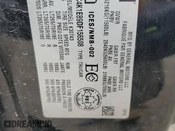 2013 Chevrolet Silverado 3500HD High Country z VIN 1GC4K1E89DF156508, wystawiony jako Copart lot #66989154 z przebiegiem 207 980 mil mil oraz Szkoda całkowita • Salvage title. Historia ofert i sprzedaży dostępna na DreamBid. Obrazek 12.