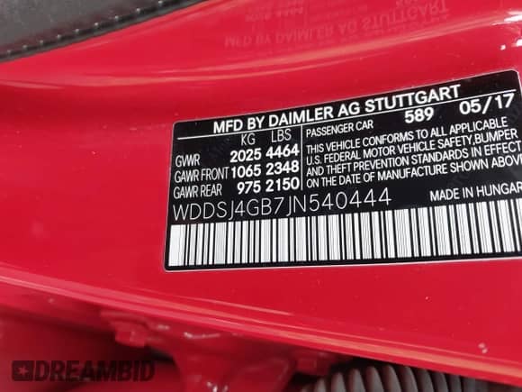 2018 Mercedes-Benz CLA 250 with VIN WDDSJ4GB7JN540444, listed as a IAAI auction lot 43460972 with 136,445 mi miles and . Bid and sale history available at DreamBid. Image 9.