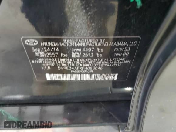 2015 Hyundai Sonata Sport z VIN 5NPE34AFXFH093046, wystawiony jako Copart lot #70119635 z przebiegiem 68 777 mil mil oraz Szkoda całkowita • Salvage title. Historia ofert i sprzedaży dostępna na DreamBid. Obrazek 12.