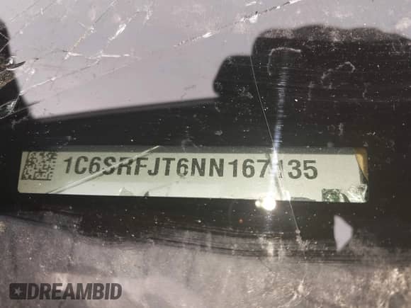 2022 Ram 1500 Laramie z VIN 1C6SRFJT6NN167135, wystawiony jako IAAI lot #43187483 z przebiegiem 130 552 mil mil oraz . Historia ofert i sprzedaży dostępna na DreamBid. Obrazek 9.