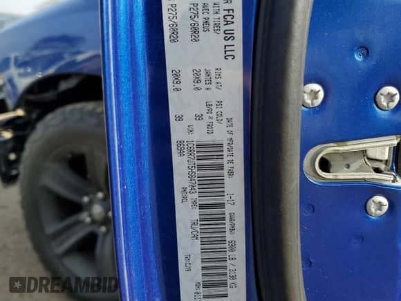 2017 Ram 1500 Sport with VIN 1C6RR7UT5HS647043, listed as a Copart auction lot 58411405 with 62,874 mi miles and Salvage title. Bid and sale history available at DreamBid. Image 13.