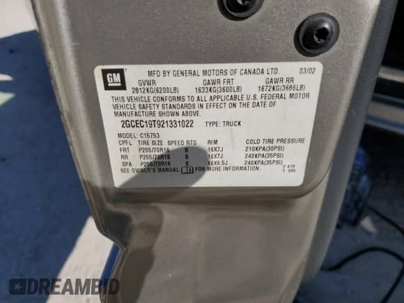 2002 Chevrolet Silverado 1500 LS с VIN 2GCEC19T921331022, выставлен на аукционе Copart как лот 82339255 с пробегом 202 524 миль миль и Списание • Salvage title. История ставок и продаж доступна на DreamBid. Изображение 12.