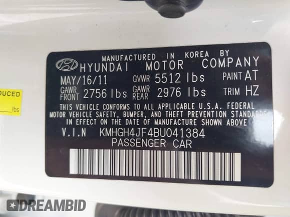 2011 Hyundai Equus Ultimate z VIN KMHGH4JF4BU041384, wystawiony jako IAAI lot #42478175 z przebiegiem 101 504 mil mil oraz . Historia ofert i sprzedaży dostępna na DreamBid. Obrazek 9.