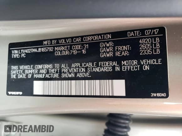 2018 Volvo S60 Inscription Platinum с VIN LYV402TM4JB165792, выставлен на аукционе Copart как лот 63076324 с пробегом 20 033 миль миль и Списание • Salvage title. История ставок и продаж доступна на DreamBid. Изображение 12.