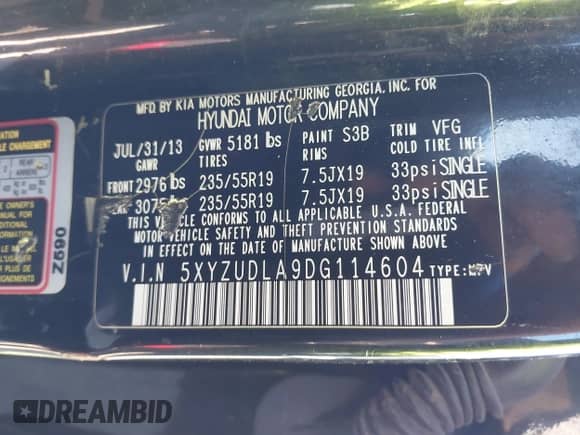 2013 Hyundai Santa Fe Sport с VIN 5XYZUDLA9DG114604, выставлен на аукционе IAAI как лот 43238755 с пробегом 109 337 миль миль и . История ставок и продаж доступна на DreamBid. Изображение 9.