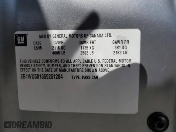 2006 Chevrolet Impala LTZ with VIN 2G1WU581369261204, listed as a Copart auction lot 70353145 with 214,578 mi miles and Salvage title. Bid and sale history available at DreamBid. Image 12.