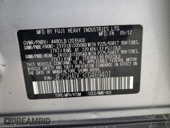 2012 Subaru Forester X Premium z VIN JF2SHADC3CG469401, wystawiony jako Copart lot #49228085 z przebiegiem 118 508 mil mil oraz Czysty tytuł • Clean title. Historia ofert i sprzedaży dostępna na DreamBid. Obrazek 13.