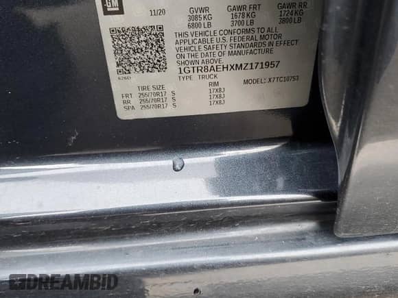 2021 GMC Sierra 1500 with VIN 1GTR8AEHXMZ171957, listed as a Copart auction lot 87154394 with 90,898 mi miles and Salvage title. Bid and sale history available at DreamBid. Image 13.