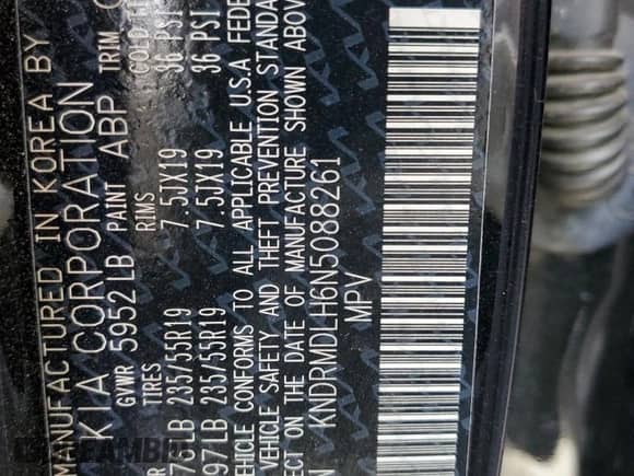 2022 Kia Sorento SX Prestige with VIN KNDRMDLH6N5088261, listed as a Copart auction lot 67133025 with 57,902 mi miles and Salvage title. Bid and sale history available at DreamBid. Image 13.