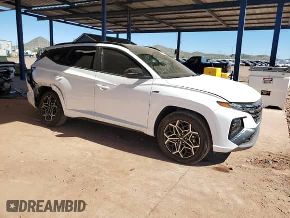 2024 Hyundai Tucson N Line with VIN KM8JFCD13RU158860, listed as a Copart auction lot 87389865 with 25,856 mi miles and Salvage title. Bid and sale history available at DreamBid. Image 4.