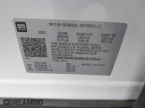 2021 Chevrolet Traverse LT z VIN 1GNERHKW4MJ233642, wystawiony jako IAAI lot #43240454 z przebiegiem 55 052 mil mil oraz . Historia ofert i sprzedaży dostępna na DreamBid. Obrazek 9.