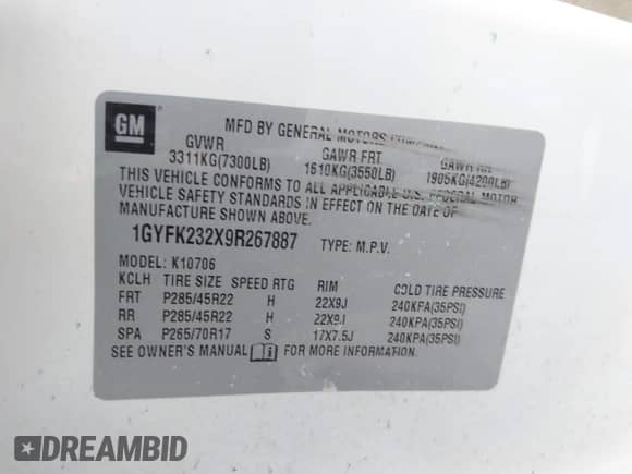 2009 Cadillac Escalade с VIN 1GYFK232X9R267887, выставлен на аукционе IAAI как лот 41295777 с пробегом Не указан миль и . История ставок и продаж доступна на DreamBid. Изображение 9.