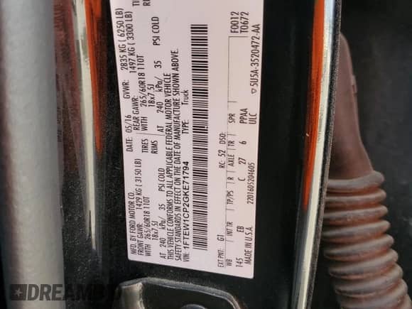 2016 Ford F-150 XL z VIN 1FTEW1CP2GKE71794, wystawiony jako Copart lot #71882465 z przebiegiem 113 322 mil mil oraz Szkoda całkowita • Salvage title. Historia ofert i sprzedaży dostępna na DreamBid. Obrazek 13.