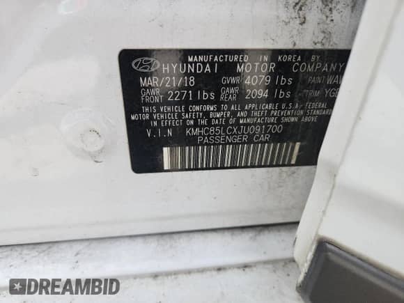 2018 Hyundai Ioniq Limited z VIN KMHC85LCXJU091700, wystawiony jako Copart lot #71007215 z przebiegiem 135 586 mil mil oraz Szkoda całkowita • Salvage title. Historia ofert i sprzedaży dostępna na DreamBid. Obrazek 12.