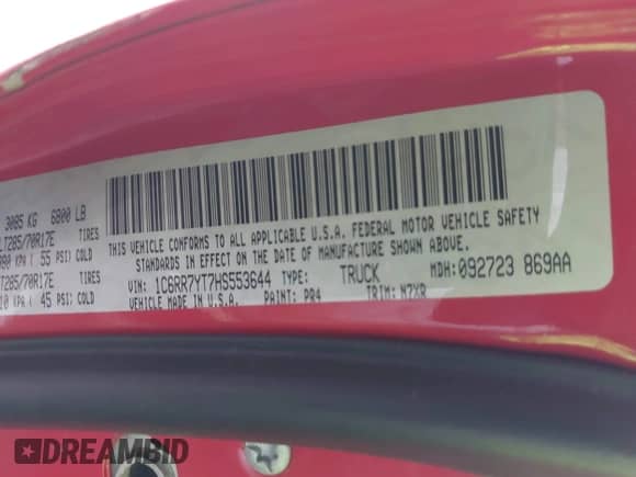 2017 Ram 1500 Rebel z VIN 1C6RR7YT7HS553644, wystawiony jako IAAI lot #42171417 z przebiegiem 191 069 mil mil oraz . Historia ofert i sprzedaży dostępna na DreamBid. Obrazek 9.